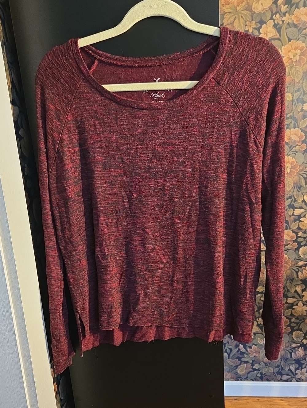American Eagle Outfitters Marled Wine Long Sleeve Tunic Top